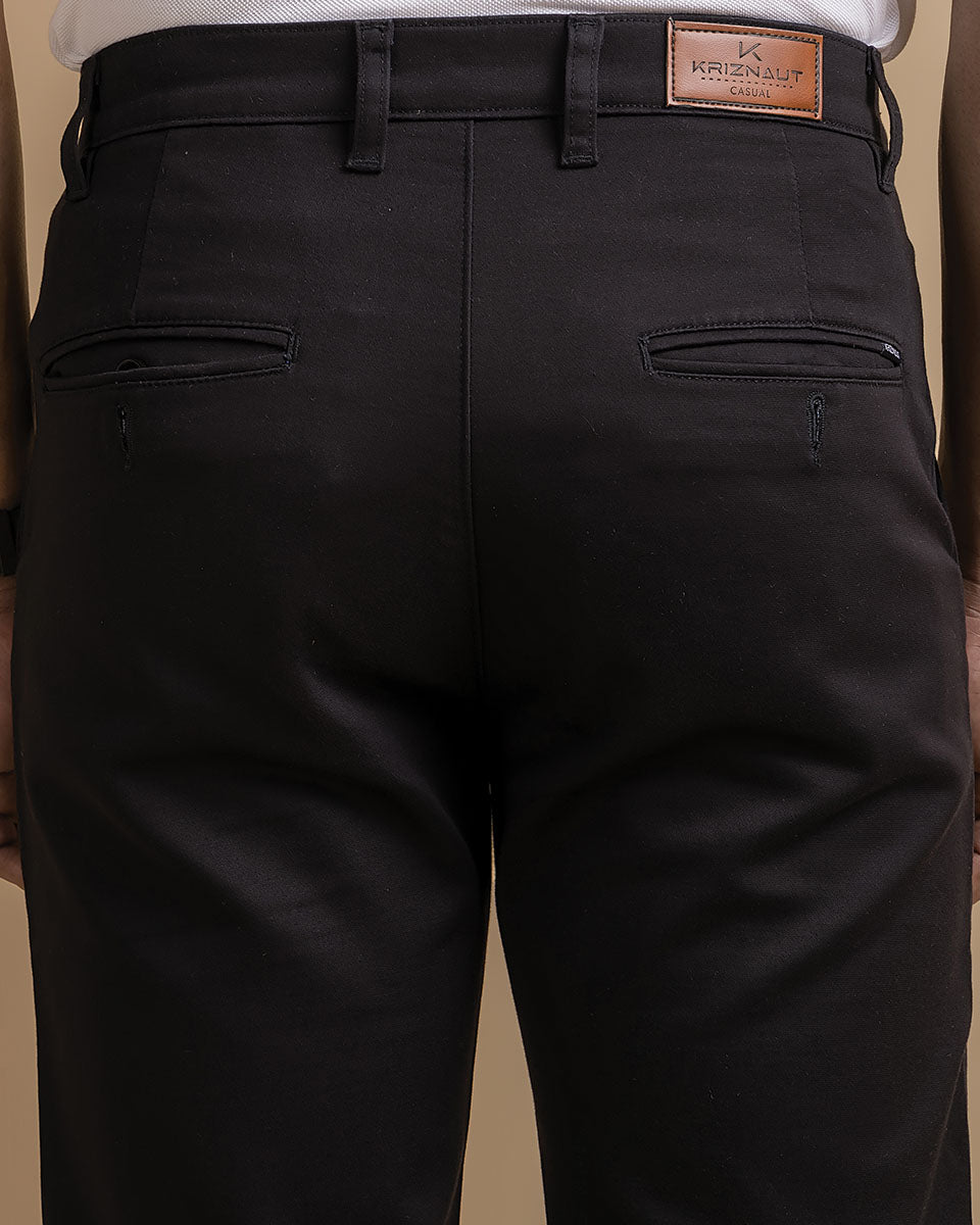 Comfort Fit Plain Chinos - Black